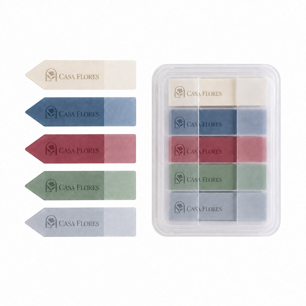 Casa Flores annotation tabs in muted colors