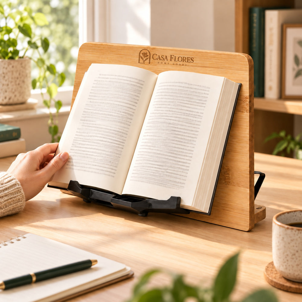 Wooden book stand in a reading space