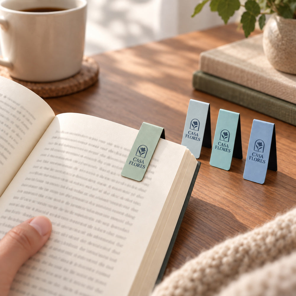 Magnetic bookmarks in use